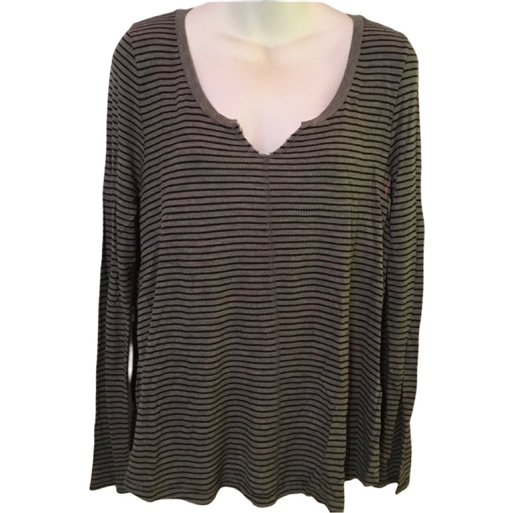 NWT American Eagle Grey and Black Striped Henley